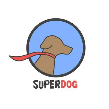 Blue super dog with a cape - vector logo illustration 库存插图
