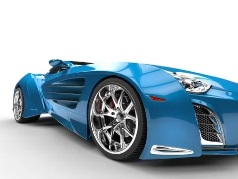 Blue supercar - closeup - front view Stock Illustration