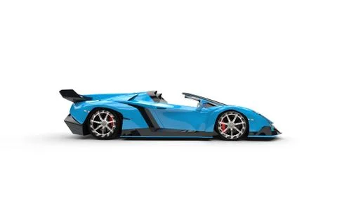 Blue supercar on white background - side view Stock Illustration