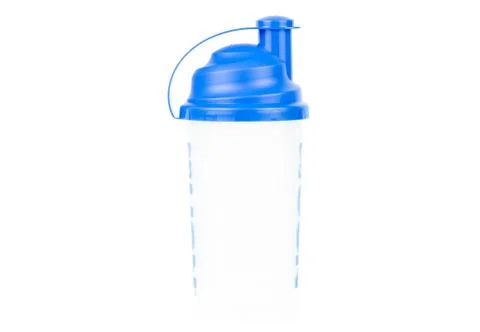 Blue supplement protein shaker bottle Stock Photos