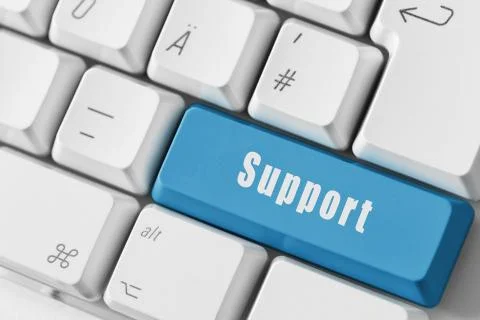 Blue support keyboard button Stock Photos