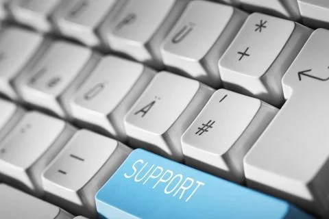 Blue support keyboard button Stock Photos