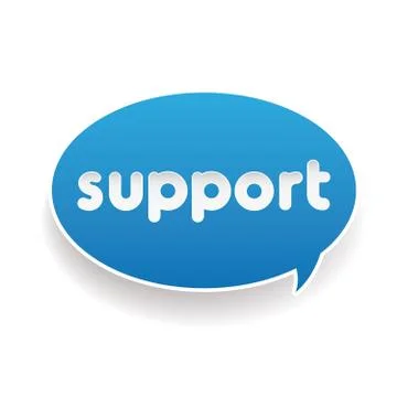 Blue Support label speech bubble Stock Illustration