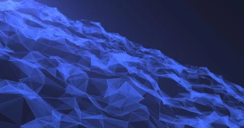 A blue surface formed by triangular faces connected to each other at differ.. Ilustración de archivo