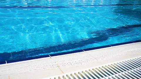 Blue surface water in the pool. Edge the pool. Stock Footage 111249451