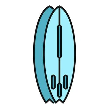 Blue surfboard icon standing for summer surfing Stock Illustration
