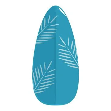 Blue surfboard with tropical leaves pattern isolated on white background Stock Illustration