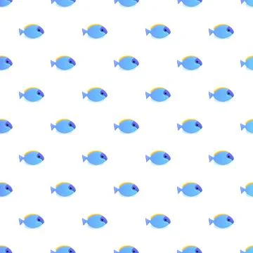 Blue surgeonfish swimming seamless pattern marine background Stock Illustration