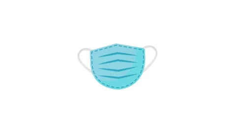 A blue surgical mask resting on a plain white background. Stock Footage 332540951