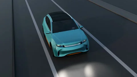 Blue SUV avoid an accident from a minivan at crossroad Stock Footage 90267794