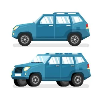 Blue SUV car in flat style Stock Illustration