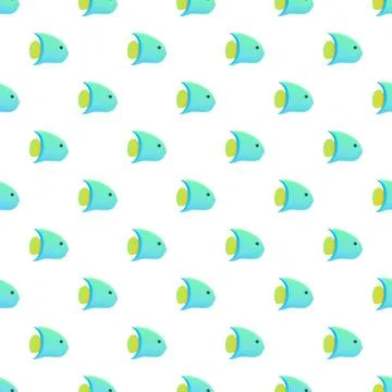Blue swimming fish creating a seamless oceanic pattern Stock Illustration
