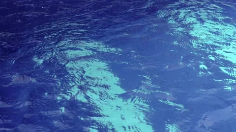 Blue swimming pool water texture with ripples and jet waves background Stock Footage 333927042