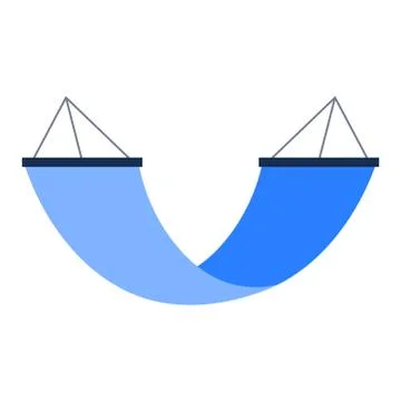 Blue swing bed or hammock simple icon isolated on white Illustrazione stock