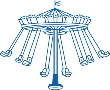 Blue Swing Carousel Illustration for Theme Park Branding Stock Illustration