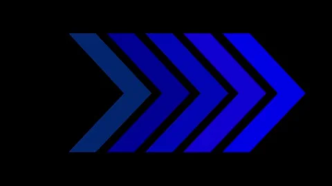 Blue swipe forward or right pointing solid arrow icon. Right direction arro.. 스톡 동영상 293554905