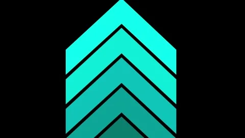 Blue swipe up pointing solid arrow icon. Up direction animated arrow on bla.. Video stock 293555206