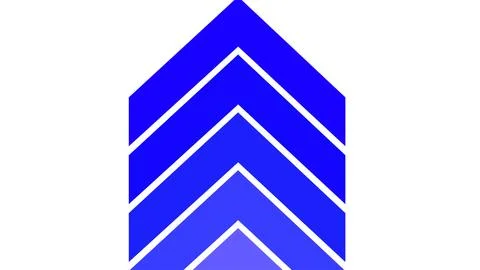 Blue swipe up pointing solid arrow icon. Up direction animated arrow on whi.. Stock Illustration