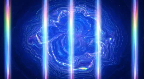 Blue swirling abstract vortex with light beams Stock Footage 331454910