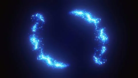 Blue swirling circle frame of multicolored lines of energy particles. Abstrac Stock Illustration