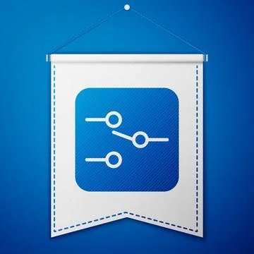Blue Switch in electronic circuit icon isolated on blue background. White Stock Illustration