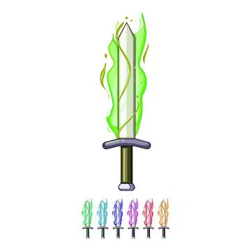 Blue sword effect cartoon vector graphic Stock Illustration