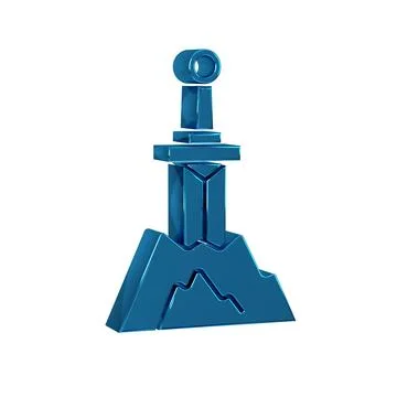 Blue Sword in the stone icon isolated on transparent background. Excalibur .. Stock Illustration
