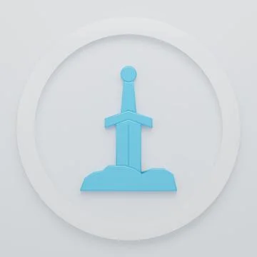 Blue Sword in the stone icon isolated on white background. Excalibur the sw.. Stock Illustration