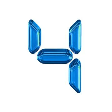 Blue symbol made as digital text. number 4 Stock Illustration
