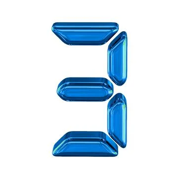 Blue symbol made as digital text. number 3 Illustrazione stock
