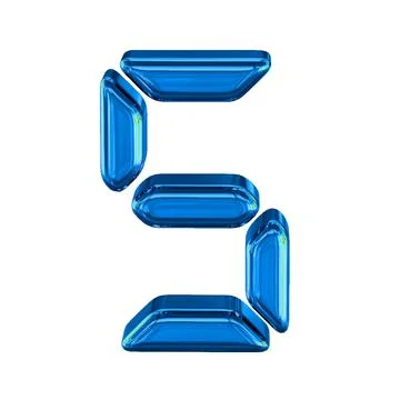 Blue symbol made as digital text. number 5 Illustrazione stock