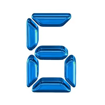 Blue symbol made as digital text. number 6 Illustrazione stock