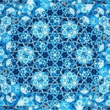 Blue symmetrical orient pattern fractal Illustrazione stock