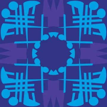 Blue Symmetrical Tile Patterns Stock Illustration
