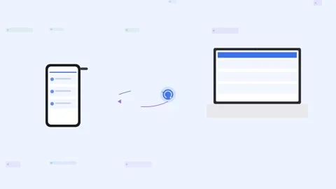 Blue Sync Devices Synchronization Cloud Flat Design Loop Vidéo 342605428