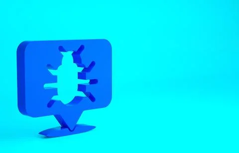 Blue System bug concept icon isolated on blue background. Code bug concept. B Stock Illustration