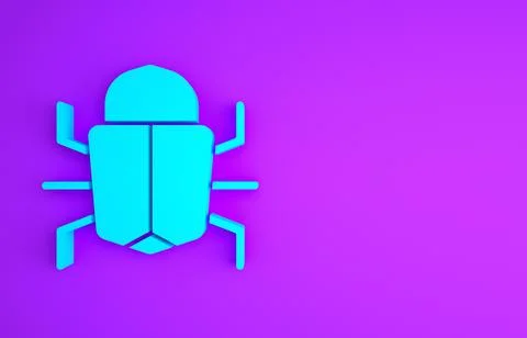 Blue System bug concept icon isolated on purple background. Code bug concept. Illustrazione stock