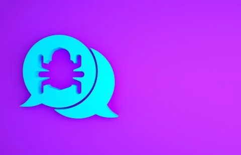 Blue System bug concept icon isolated on purple background. Code bug concept. Illustrazione stock