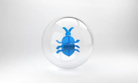 Blue System bug concept icon isolated on grey background. Code bug concept. B 스톡 일러스트