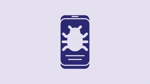Blue System bug on mobile icon isolated on purple background. Code bug concept Stock Footage 232799507