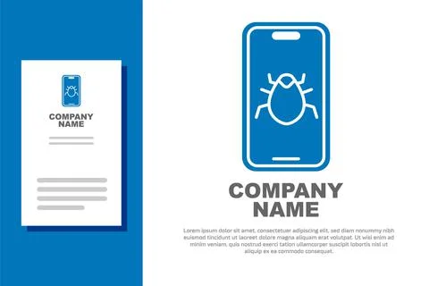 Blue System bug on mobile icon isolated on white background. Code bug concept イラスト素材