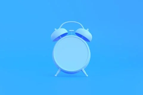 Blue table alarm clock on bright blue background in pastel colors Stock Illustration