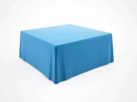 Blue table cloth rendered isolated on white background Stock Illustration