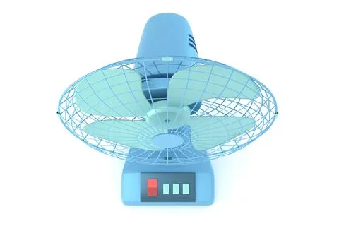 Blue table fan 3D render Stock Illustration