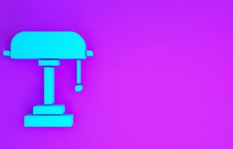 Blue Table lamp icon isolated on purple background. Minimalism concept. 3d il Stock Illustration