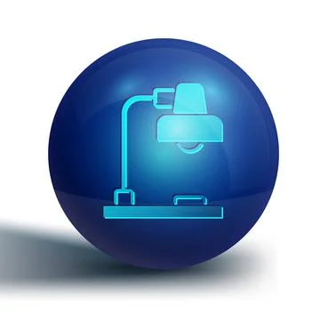 Blue Table lamp icon isolated on white background. Blue circle button. Vector Stock Illustration