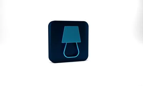 Blue Table lamp icon isolated on grey background. Blue square button. 3d Stock Illustration