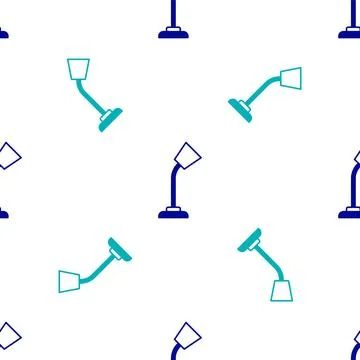 Blue Table lamp icon isolated seamless pattern on white background. Vector Stock Illustration