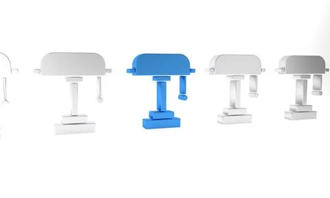 Blue Table lamp icon isolated on white background. Minimalism concept. 3D r.. Stock Illustration