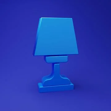 Blue Table lamp icon isolated on blue background. Minimalism concept. 3D re.. Stock Illustration